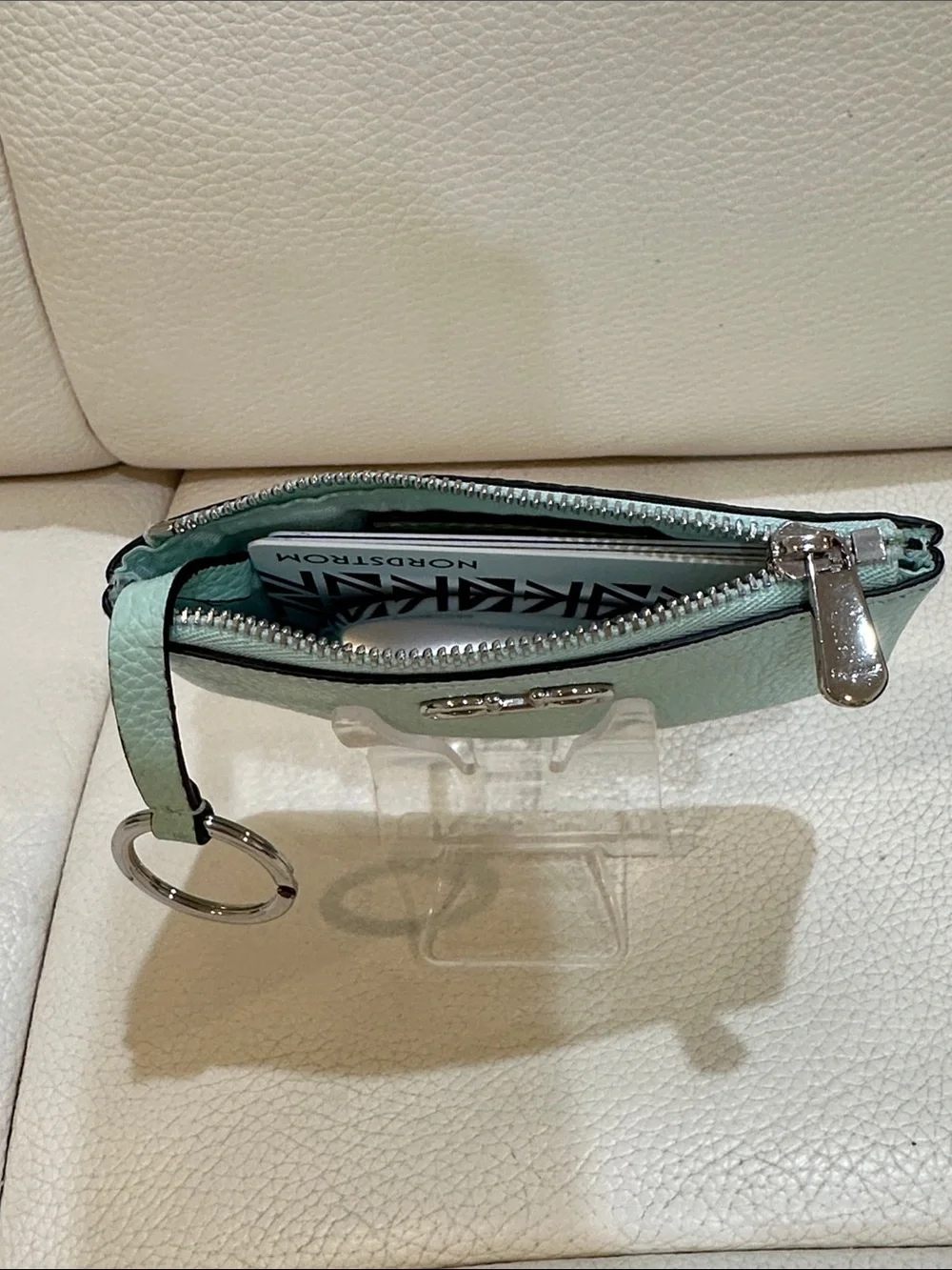 Salvatore Ferragamo Gancini With Key Ring Elegant Light Blue Leather Key Holder
